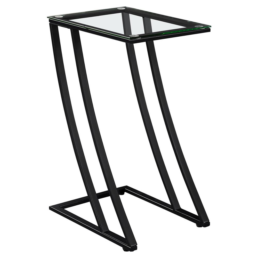 15.75" x 12" x 24" Black Clear Metal Tempered Glass Accent Table - 333020. Picture 1