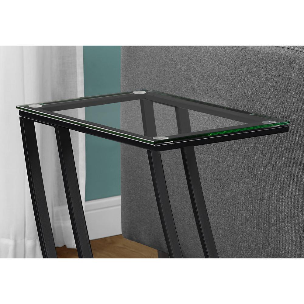 15.75" x 12" x 24" Black Clear Metal Tempered Glass Accent Table - 333020. Picture 2