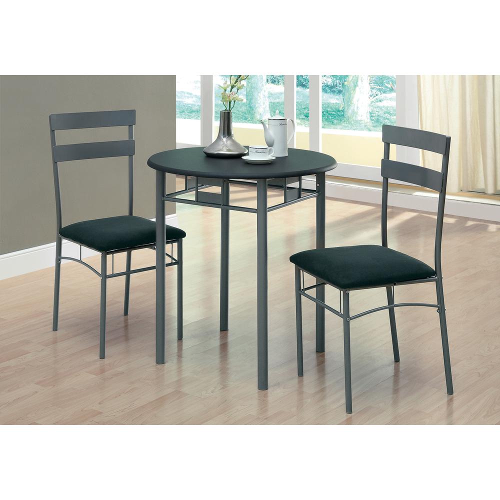 36" Black Microfiber Foam MDF and Silver Metal Three Pieces Dining Set - 333024. Picture 1