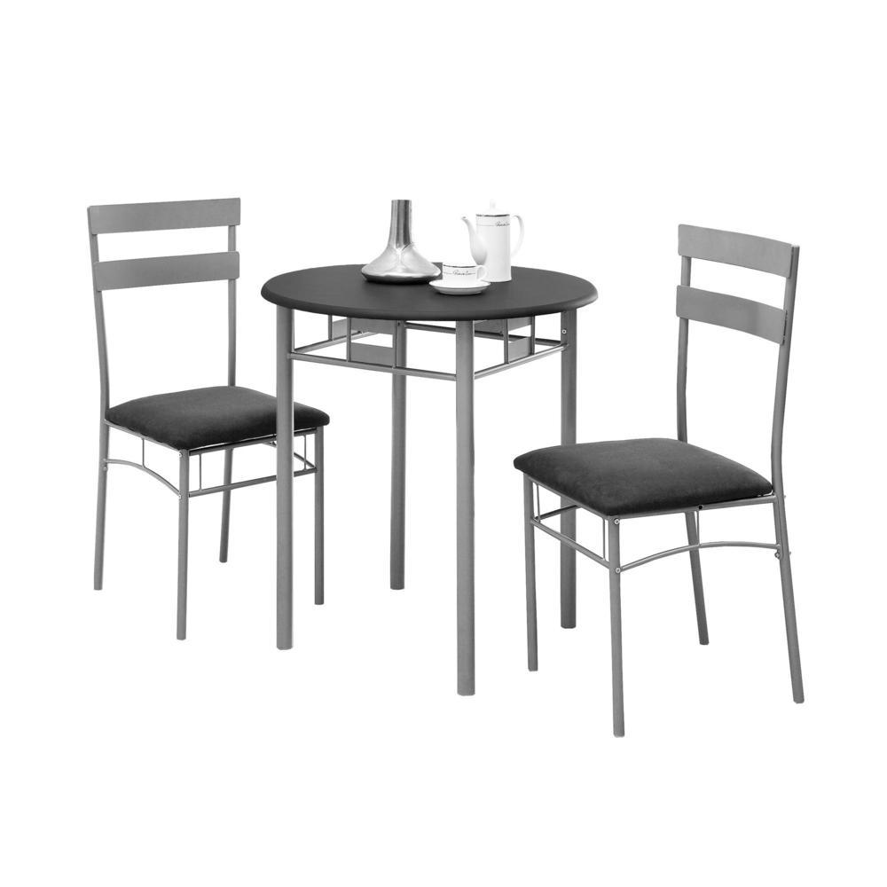 36" Black Microfiber Foam MDF and Silver Metal Three Pieces Dining Set - 333024. Picture 2
