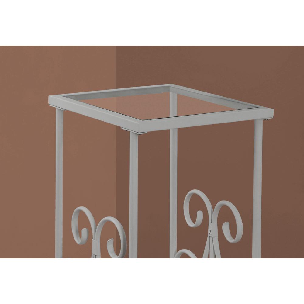 12" x 16" x 30" Silver Clear Metal Tempered Glass  Accent Table - 333059. Picture 2