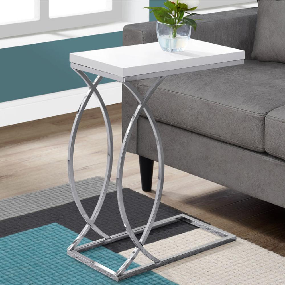 18.25" x 10.25" x 25" White Mdf Metal Accent Table - 333073. Picture 5