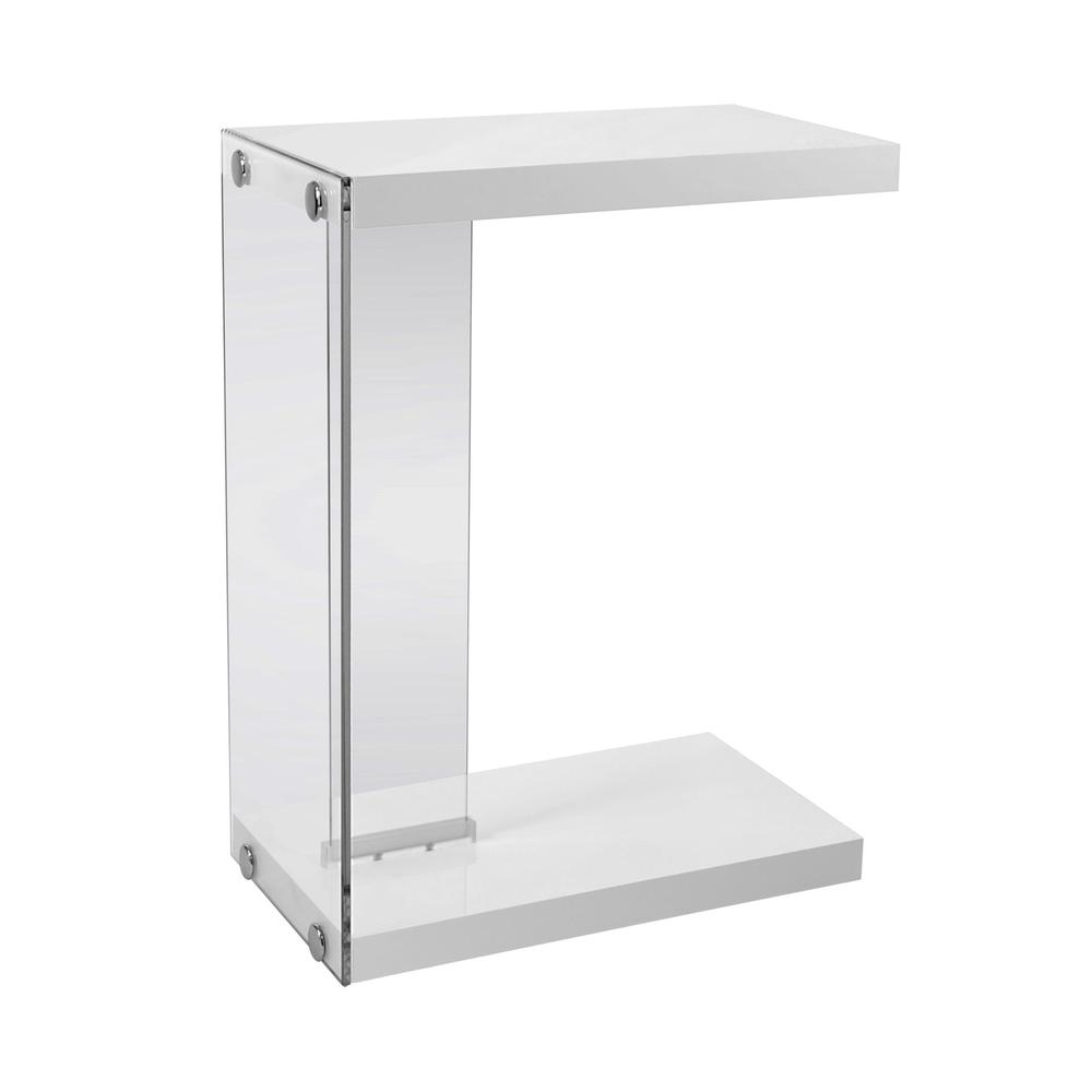 18.5" x 10.25" x 24.75" White Finish and Tempered Glass Accent Table - 333095. Picture 1