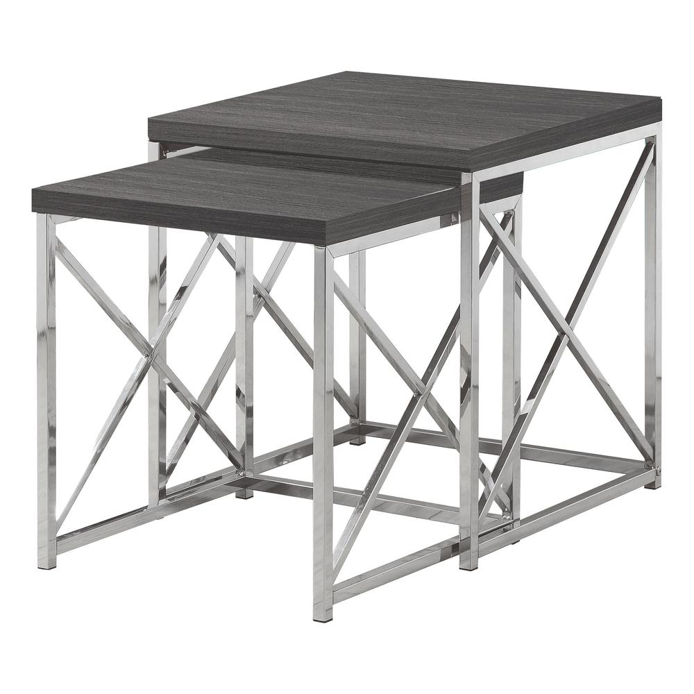 37.25" x 37.25" x 40.5" Grey Particle Board Metal  2pcs Nesting Table Set - 333104. Picture 1