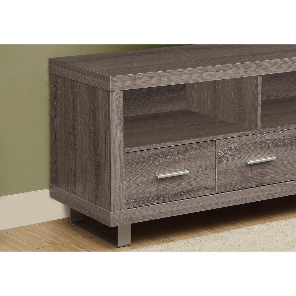 17.75" x 47.25" x 23.75" Dark Taupe Silver Particle Board Hollow Core Metal TV Stand with 3 Drawers - 333123. Picture 2