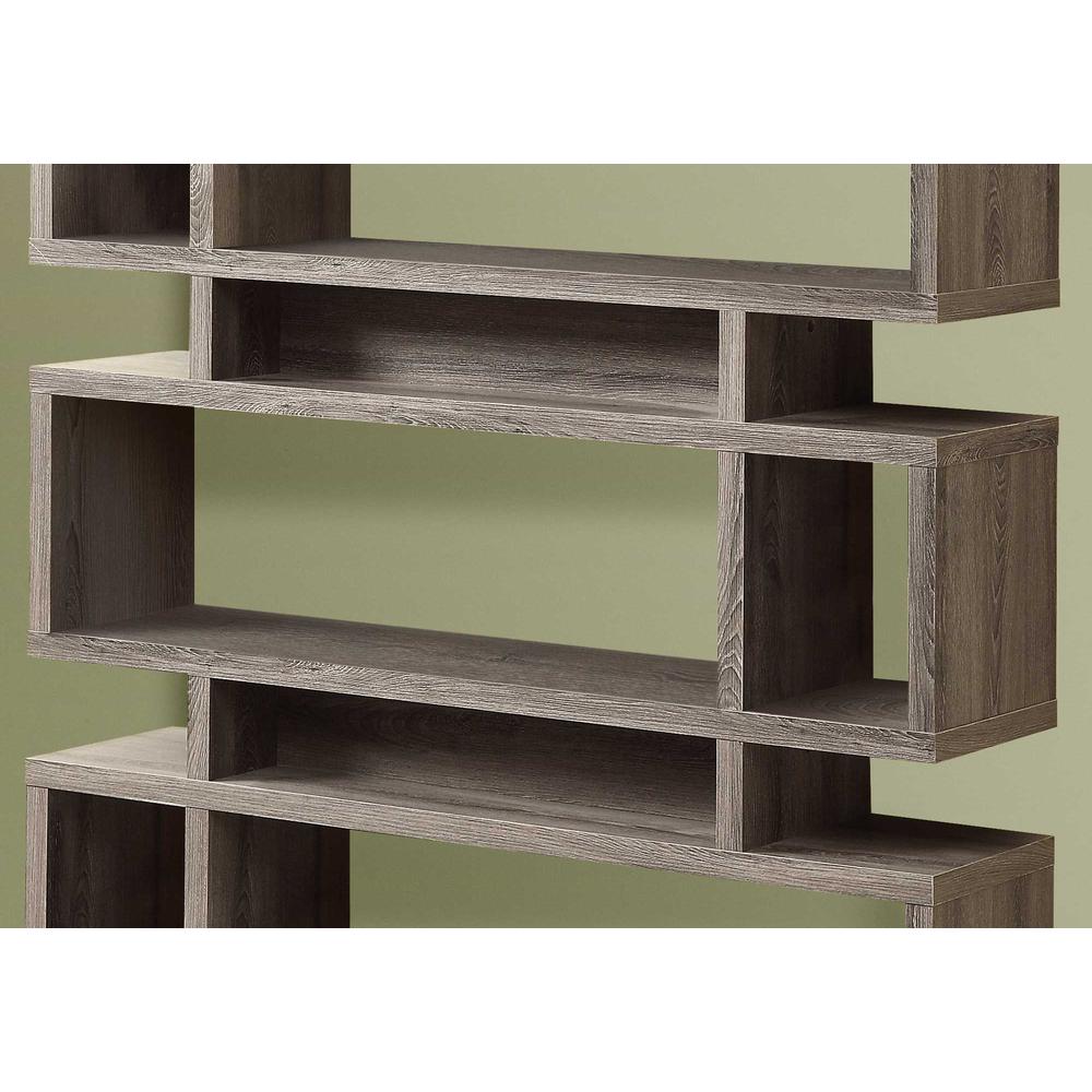 12" x 47.25" x 54.75" Dark Taupe Particle Board Hollow Core  Bookcase. Picture 2