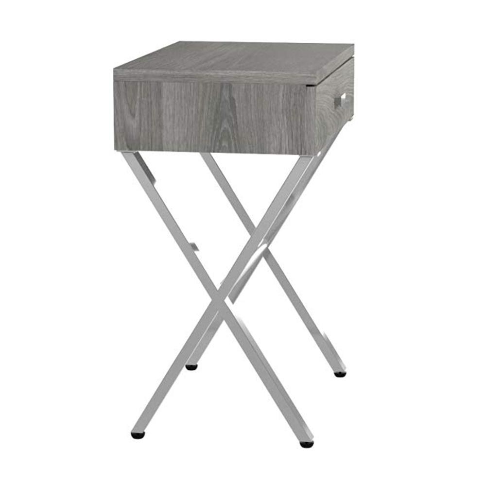 12" x 18.25" x 22.25" Dark Taupe Finish and Chrome Metal Accent Table - 333131. Picture 5