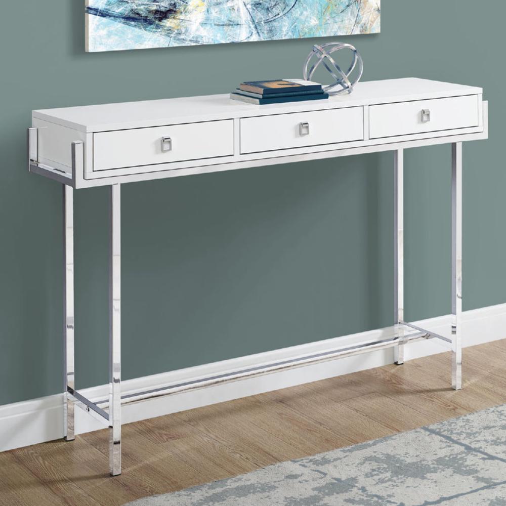 12" x 48" x 31.75" White Particle Board Metal  Accent Table - 333154. Picture 5