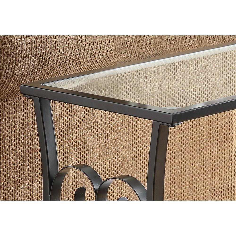 11.5" x 18.5" x 21.75" Black Metal Tempered Glass  Accent Table - 333160. Picture 2