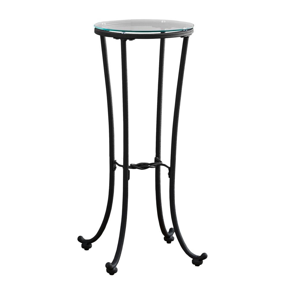 12" x 12" x 28.5" Black Clear Metal Tempered Glass Accent Table - 333166. Picture 1