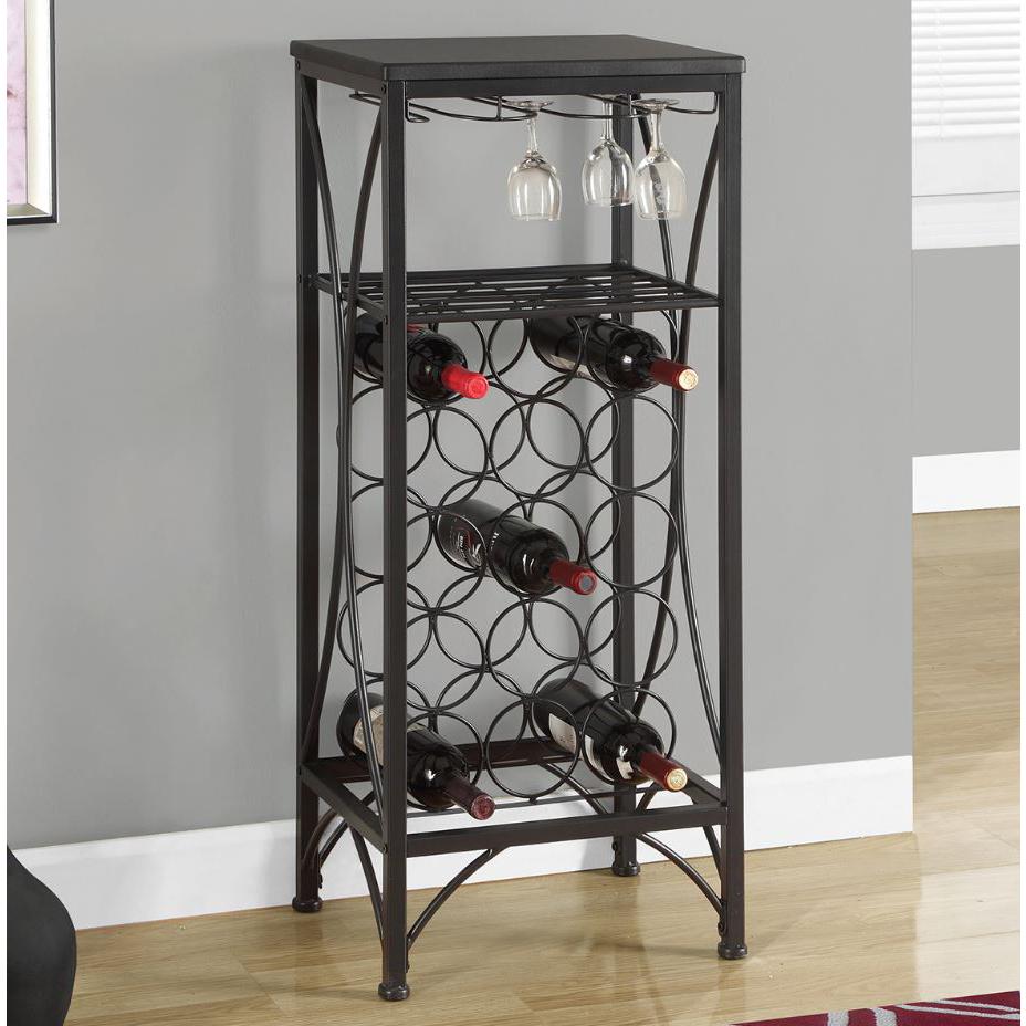 12.5" x 16.25" x 40.5" Black Metal Wine Bottle and Glass Rack Home Bar - 333167. Picture 2