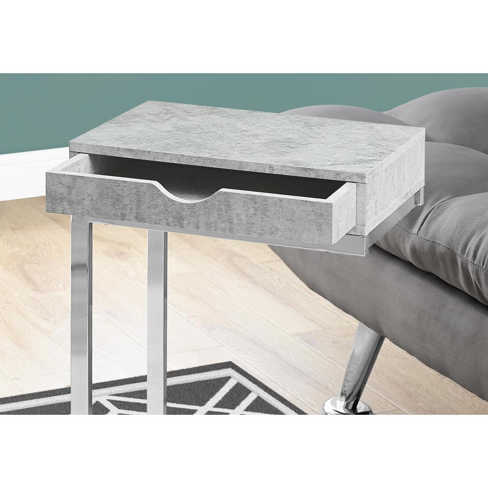 10.25" x 15.75" x 24.5" Grey Finish and Laminated Metal Accent Table - 333170. Picture 2