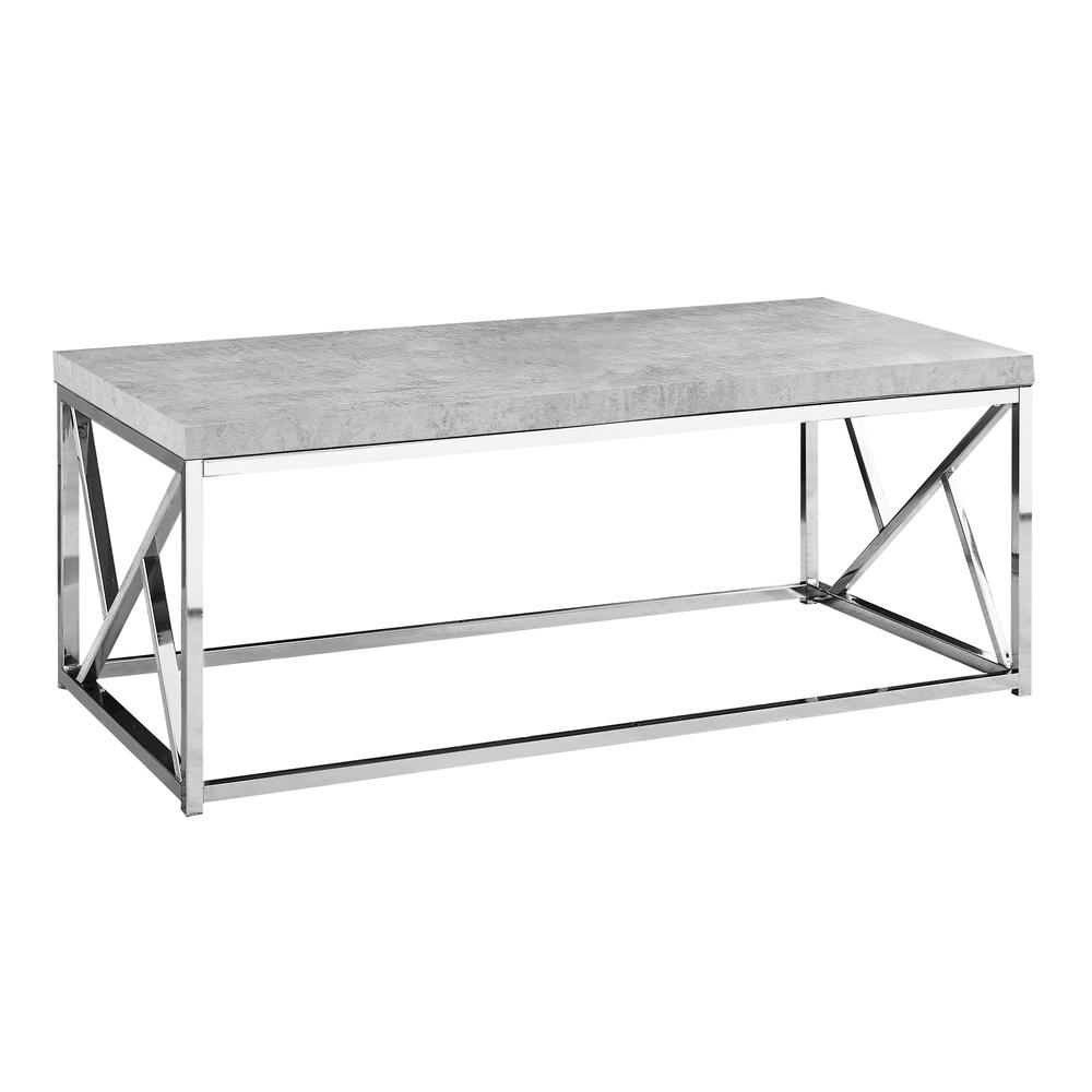 Industrial Chic Gray Faux Cement and Chrome Coffee Table. Picture 2