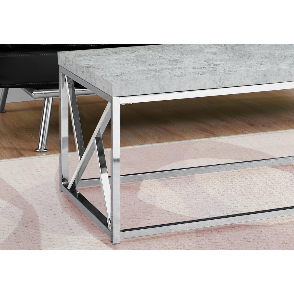 Industrial Chic Gray Faux Cement and Chrome Coffee Table. Picture 3