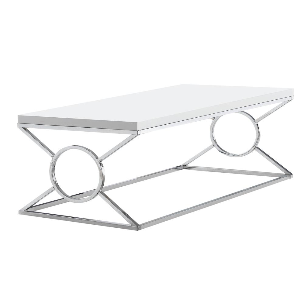 22" x 44" x 18.5" White Metal  Coffee Table. Picture 1