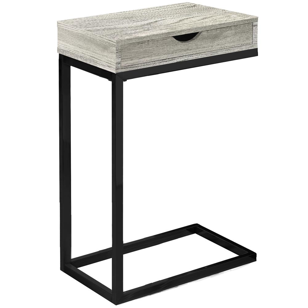 10.25" x 15.75" x 24.5" Grey Finish Drawer and Black Metal Accent Table - 333188. Picture 1