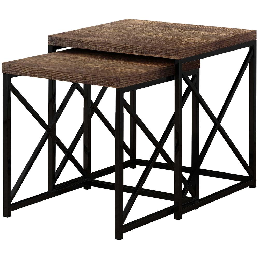 37.25" x 37.25" x 40.5" Brown Black Particle Board Metal  2pcs Nesting Table Set - 333191. Picture 2