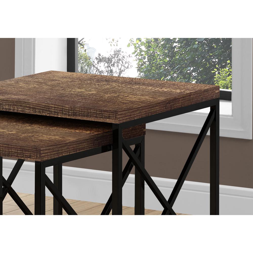 37.25" x 37.25" x 40.5" Brown Black Particle Board Metal  2pcs Nesting Table Set - 333191. Picture 3
