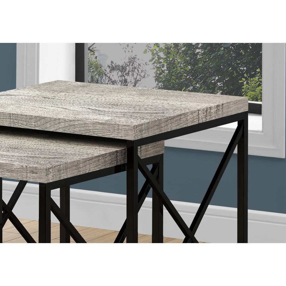 37.25" x 37.25" x 40.5" Grey Black Particle Board Metal  2pcs Nesting Table Set - 333192. Picture 2