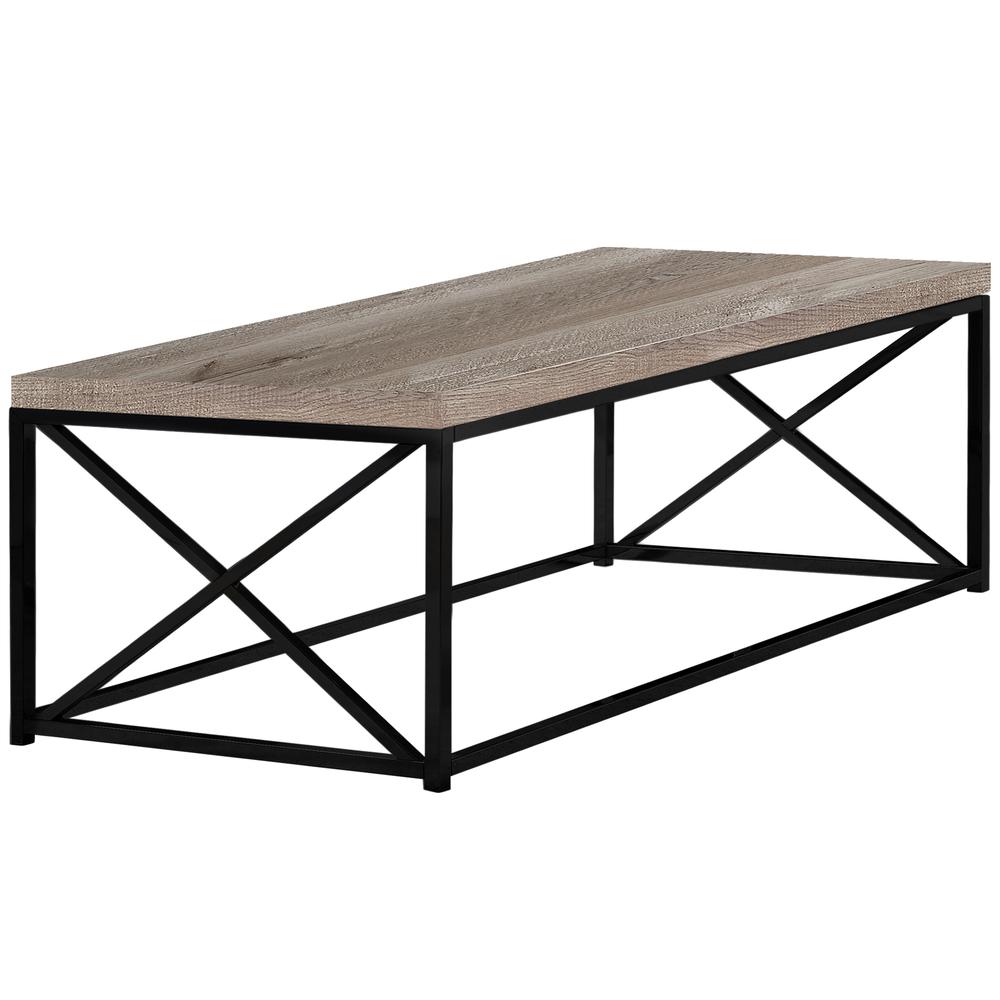 22" x 44" x 17" Taupe  Black  Particle Board  Metal  Coffee Table. Picture 1