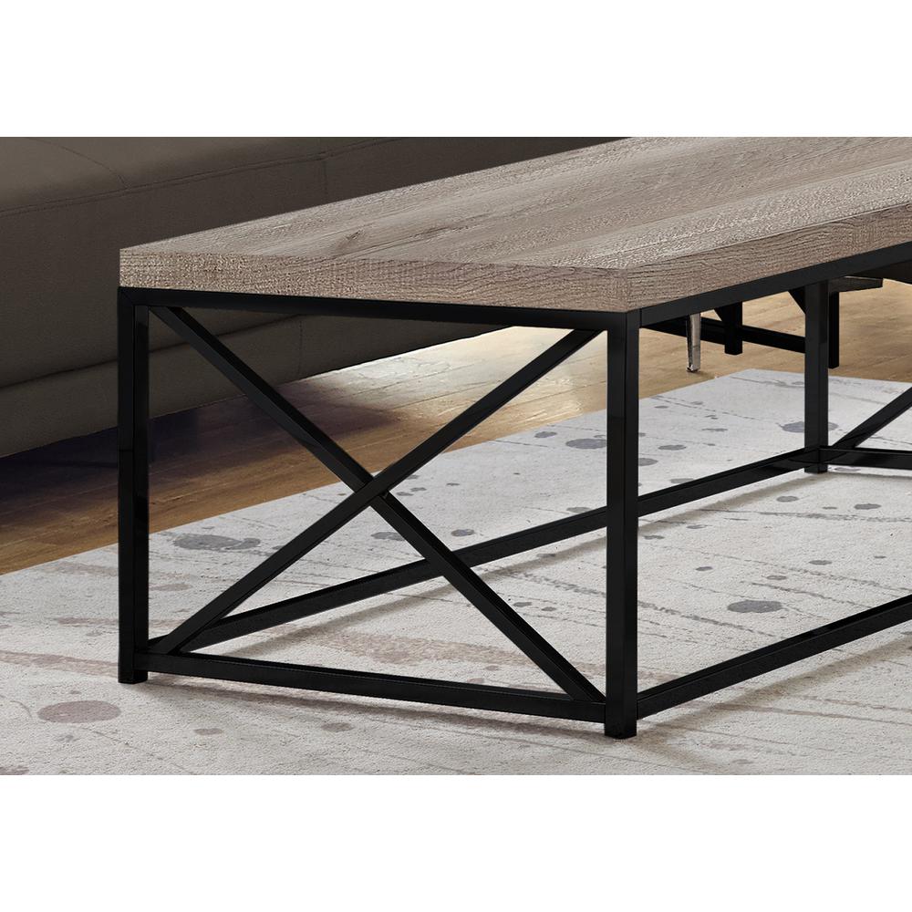 22" x 44" x 17" Taupe  Black  Particle Board  Metal  Coffee Table. Picture 2