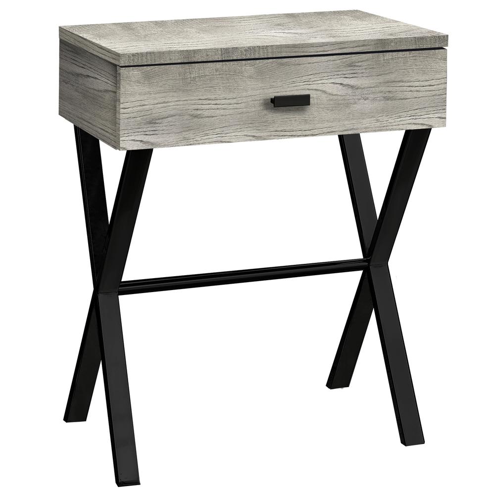 12" x 18.25" x 22.25" Grey Finish and Black Metal Accent Table - 333207. Picture 1