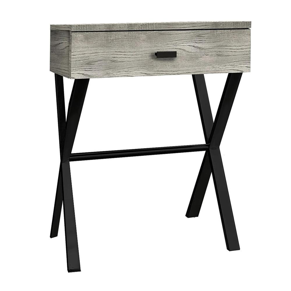 12" x 18.25" x 22.25" Grey Finish and Black Metal Accent Table - 333207. Picture 5