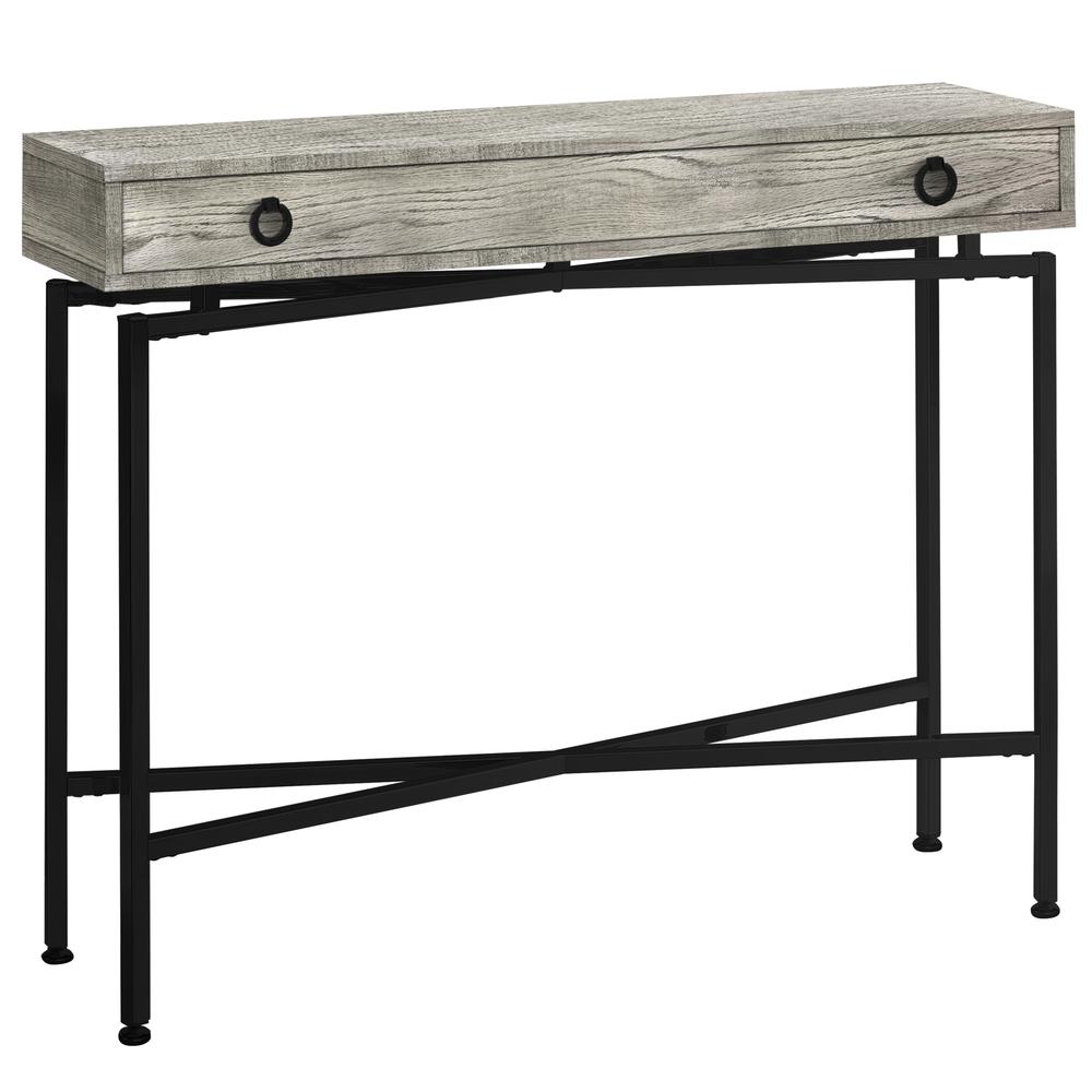 32.5" Grey Reclaimed Wood Particle Board Accent Table with Black Legs - 333210. Picture 2