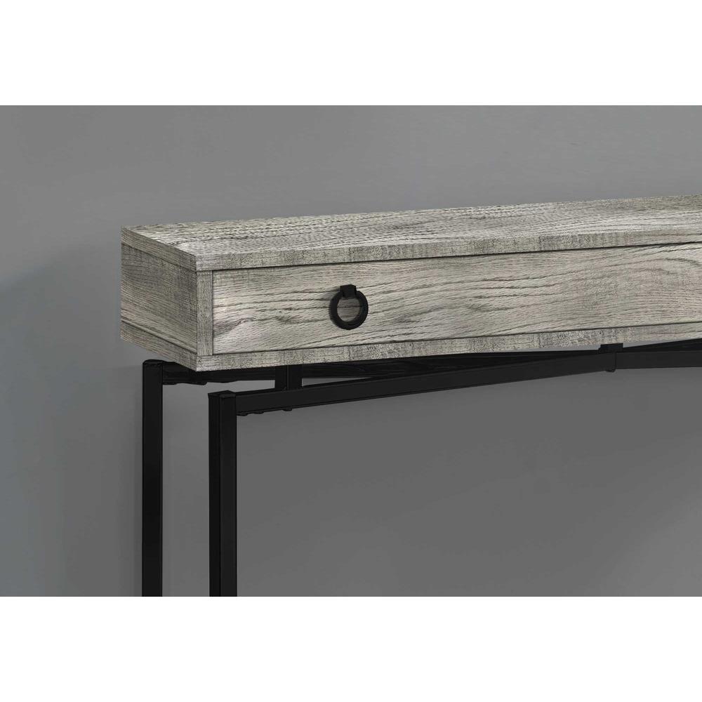 32.5" Grey Reclaimed Wood Particle Board Accent Table with Black Legs - 333210. Picture 3