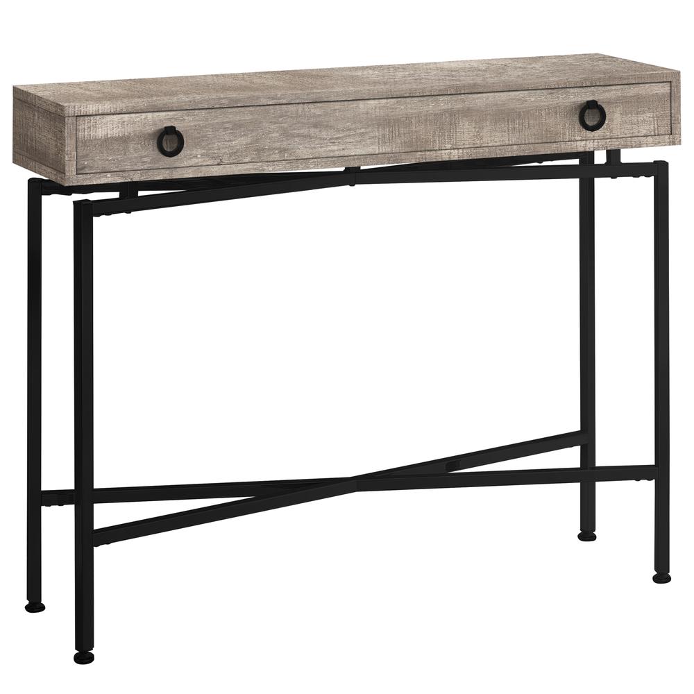 32.5" Taupe Reclaimed Wood Particle Board Accent Table with Black Legs - 333211. Picture 2