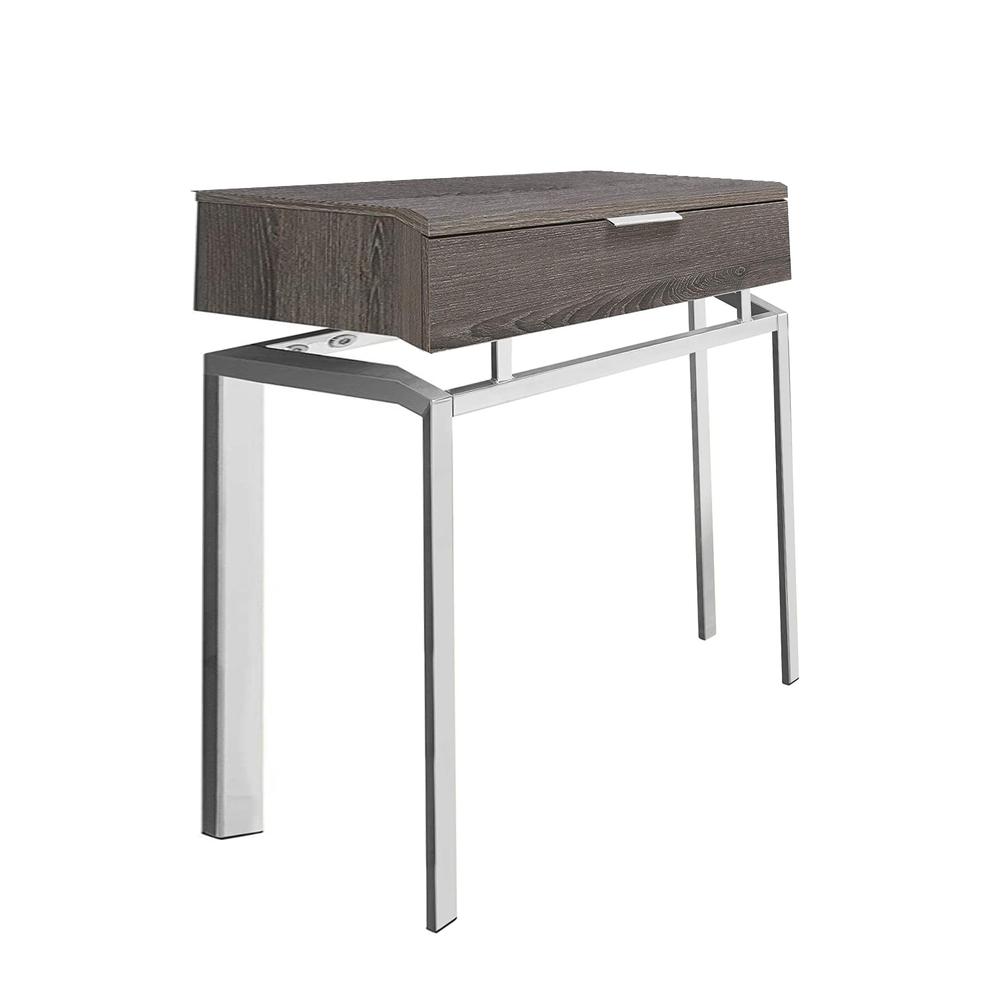 12.75" x 18.25" x 23" Dark Taupe Finish and Chrome Metal Accent Table - 333217. Picture 5