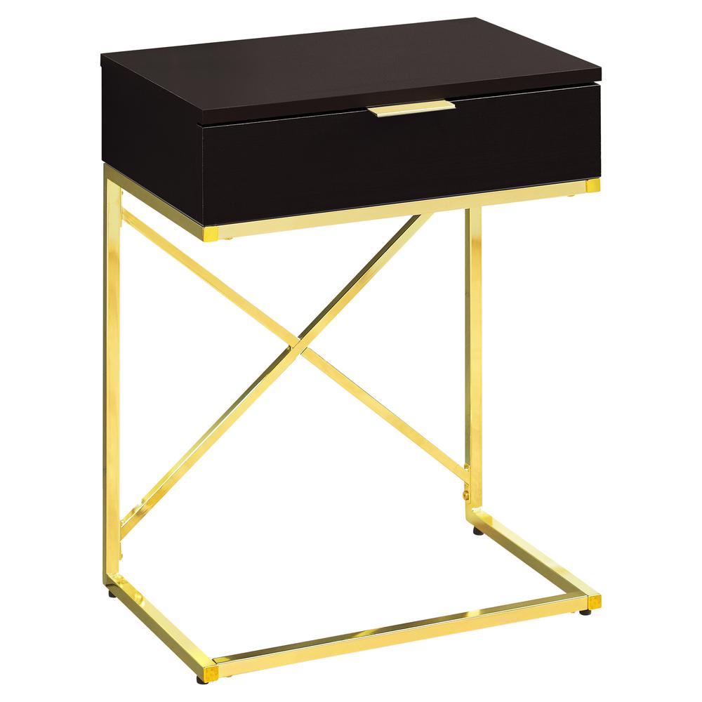 18.2" x 12.8" x 23.5" Cappuccino Finish Gold Metal Accent Table - 333225. Picture 1