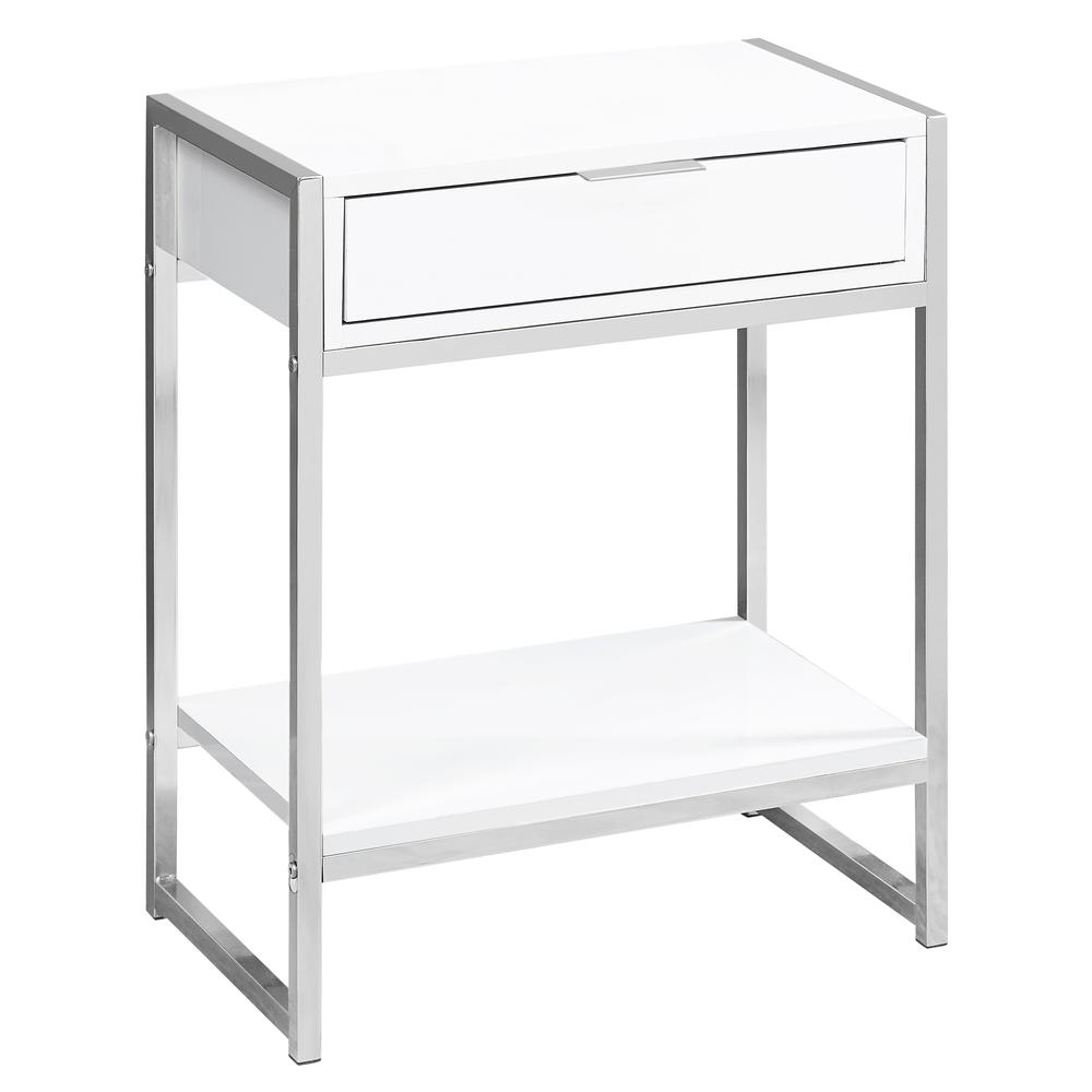 18.2" x 12.8" x 23.5" White Finish and Metal Accent Table - 333226. Picture 1
