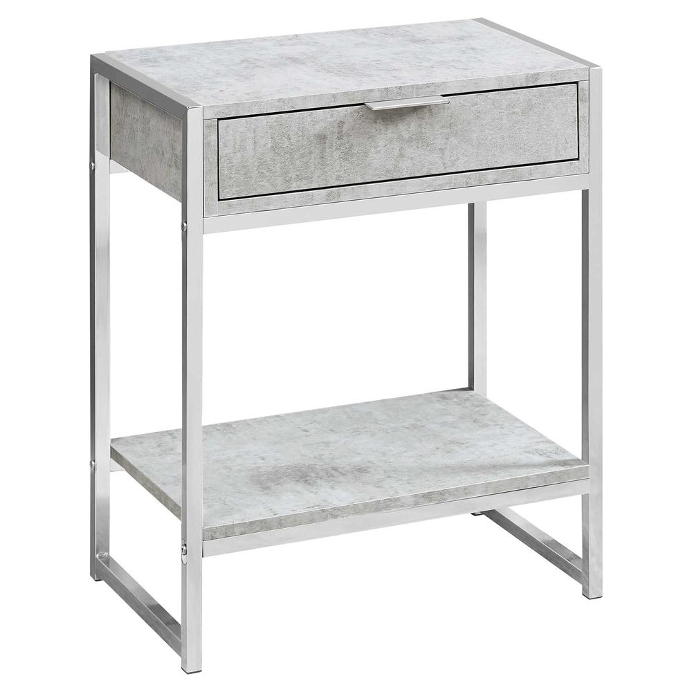 12.75" x 19.5" x 23.75" Grey Finish and Metal Accent Table - 333227. The main picture.