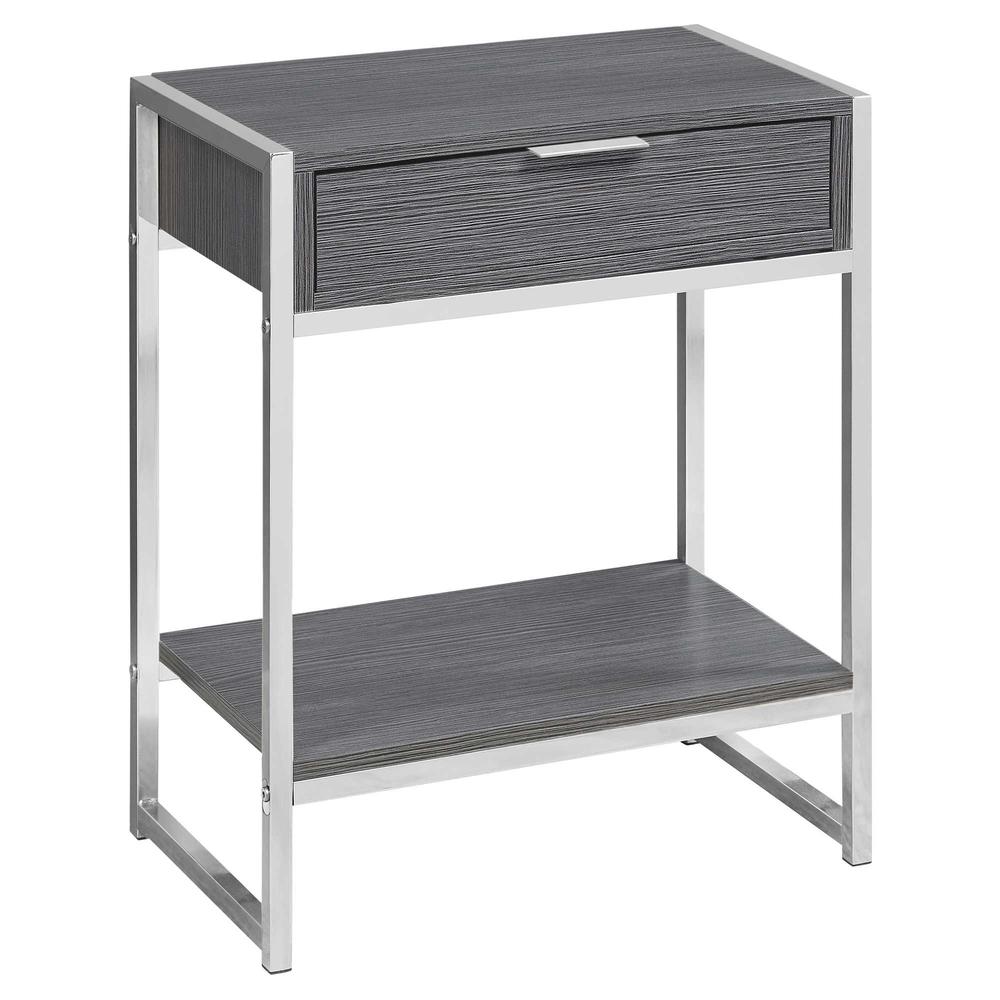12.75" x 19.5" x 23.75" Grey Finish and Metal Accent Table - 333230. Picture 1