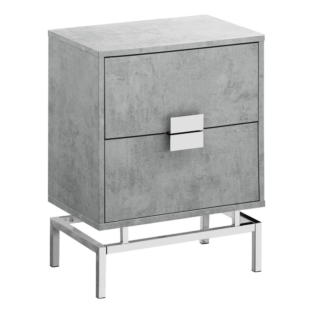 23.5" Grey Cement White Particle Board and Chrome Metal Accent Table - 333234. Picture 2