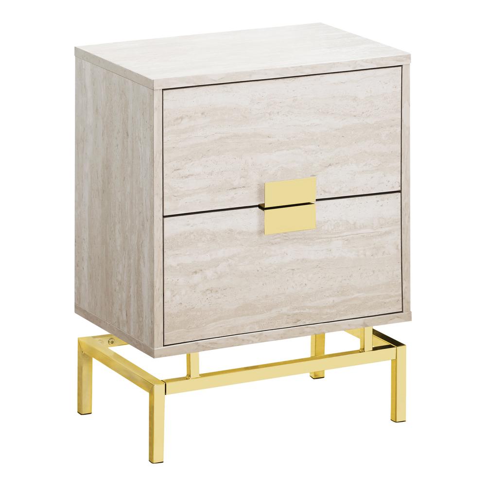 23.5" Beige Marble Particle Board and Gold Metal Accent Table - 333236. Picture 2