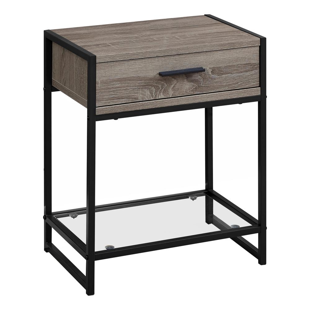 12" x 18" x 22" Dark TaupewithBlack  Tempered Glass  Accent Table - 333241. The main picture.