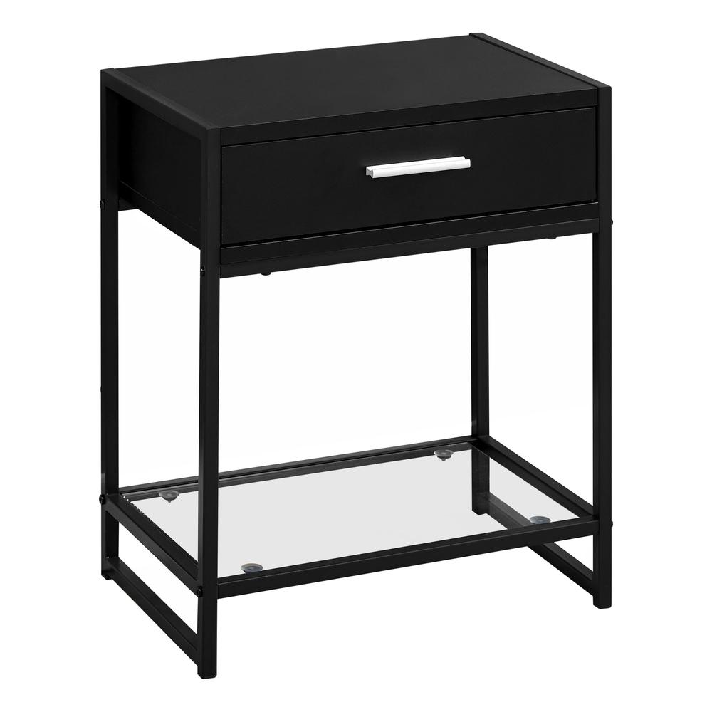 12" x 18" x 22" BlackwithBlack Metal  Tempered Glass  Accent Table - 333242. Picture 1