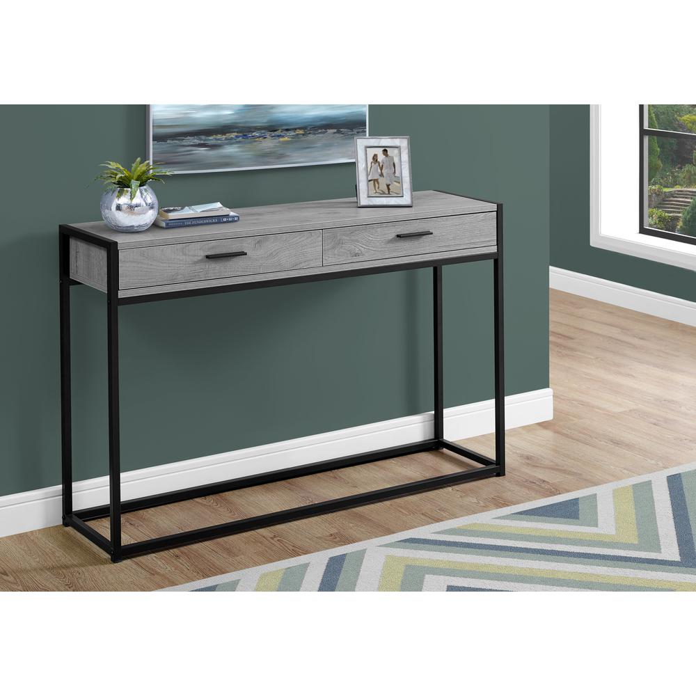 32" Grey Finish and Black Metal Accent Table - 333244. Picture 1