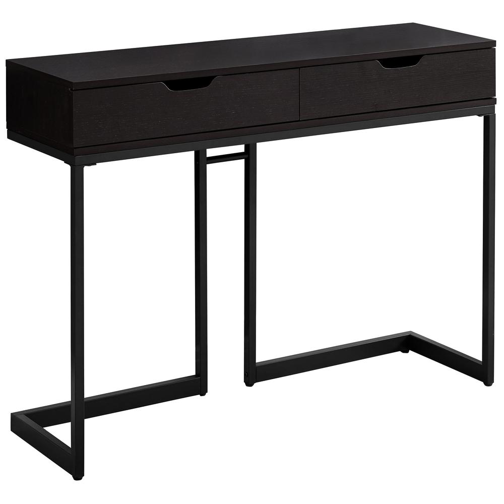 32" Cappuccino Finish and Black Metal Accent Table - 333249. Picture 2