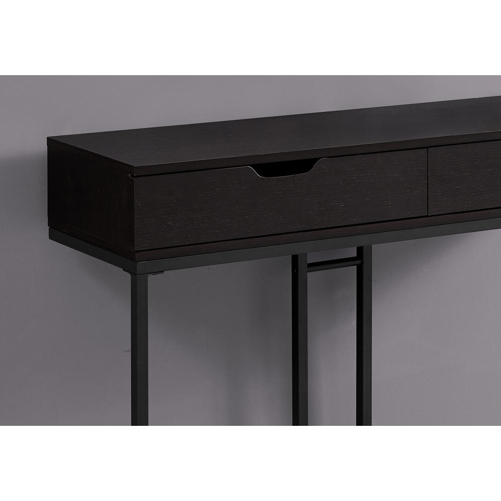 32" Cappuccino Finish and Black Metal Accent Table - 333249. Picture 3
