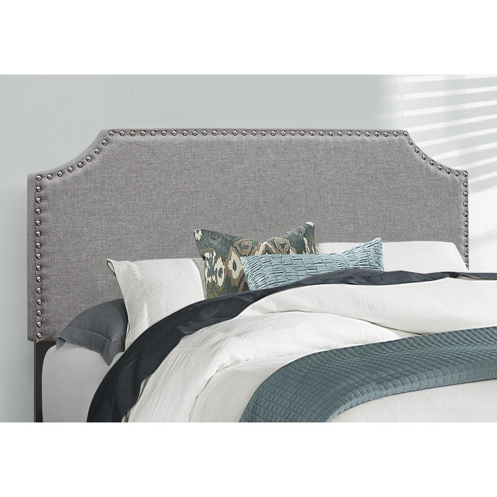 Full Size Grey Linen with Chrome Trim and Solid Wood Black Feet Bed - 333294. Picture 2