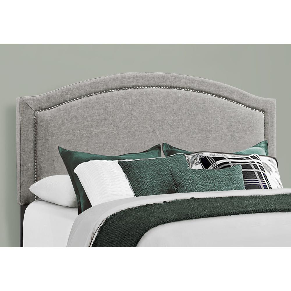 64.5" x 85.75" x 51.5" Grey Foam Solid Wood Linen Queen Size Bed. Picture 2