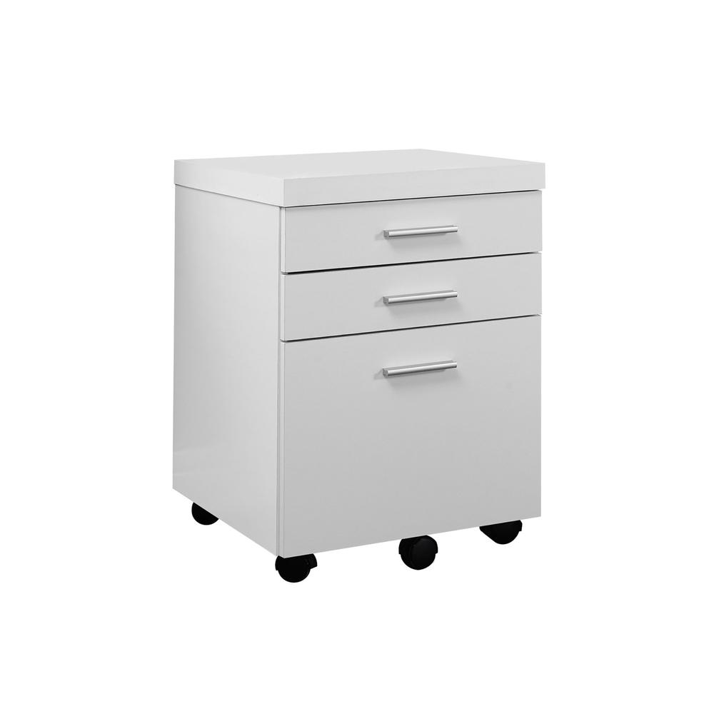 17.75" x 18.25" x 25.25" White Black Particle Board 3 Drawers  Filing Cabinet. Picture 1