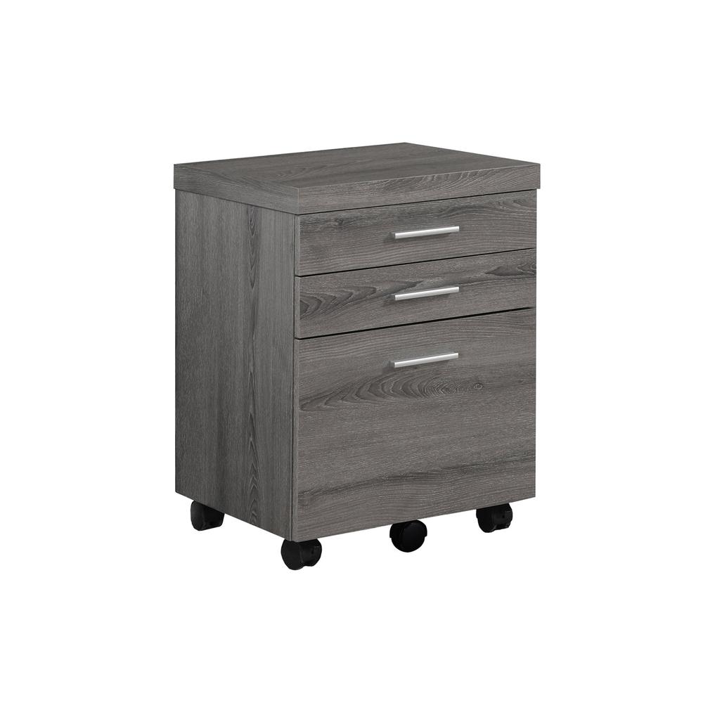 17.75" x 18.25" x 25.25" Dark Taupe Black Particle Board 3 Drawers  Filing Cabinet. Picture 1