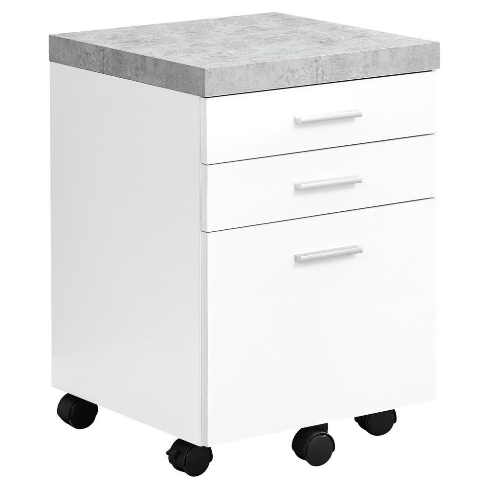 25.25" White Particle Board and MDF Filing Cabinet with 3 Drawers. Picture 2