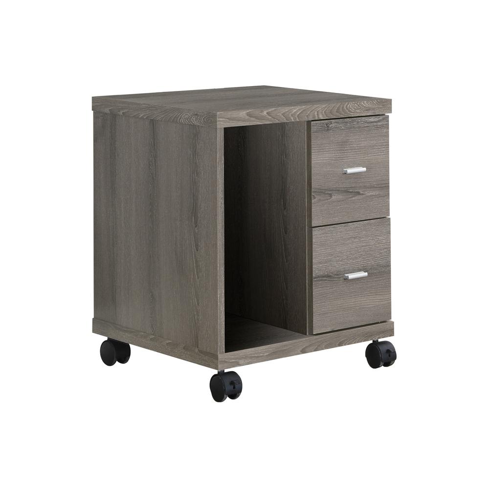17.75" x 17.75" x 23" Dark Taupe Particle Board Hollow Core 2 Drawers  Office Cabinet. Picture 1