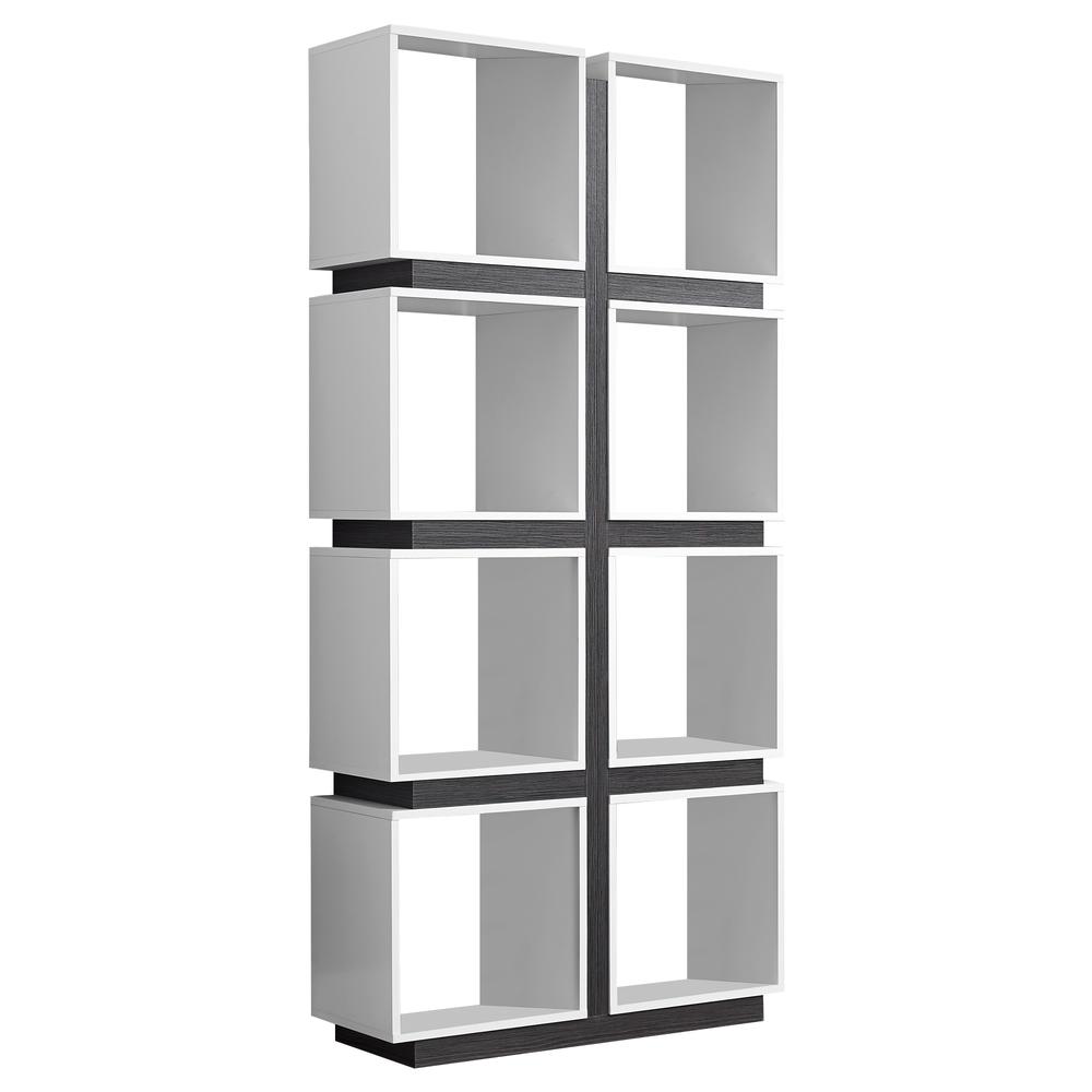 12" x 33.5" x 71.25" White Grey Particle Board Hollow Core  Bookcase With A Hollow Core - 333364. Picture 1