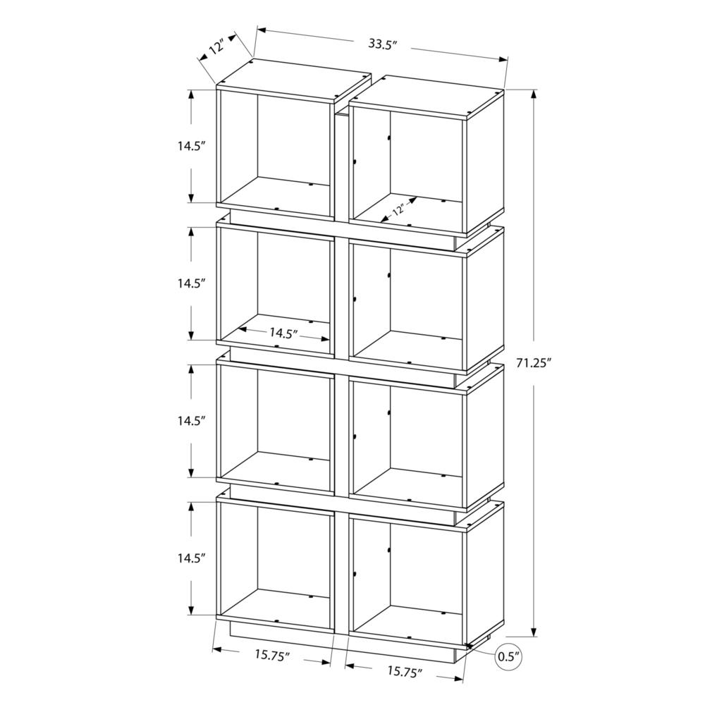 12" x 33.5" x 71.25" White Grey Particle Board Hollow Core  Bookcase With A Hollow Core - 333364. Picture 3